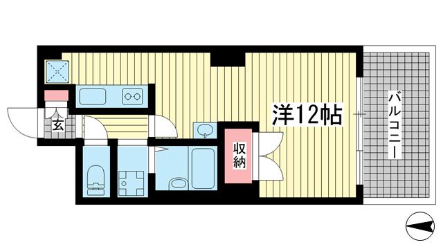 シャトゥソフィア(ワンルーム/9階)の間取り写真