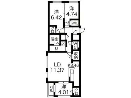 TRUTH HOME手稲本町(3LDK/3階)の間取り写真