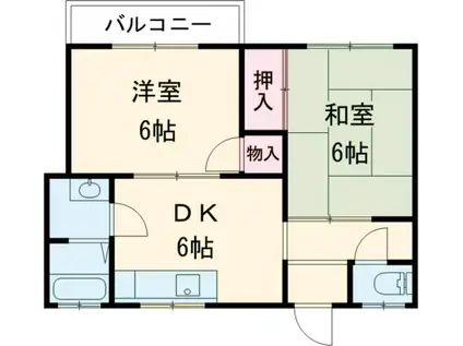 フラット松江(2DK/2階)の間取り写真