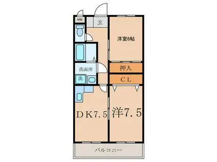 グローリアス松山(2DK/3階)の間取り写真