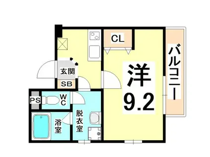 ハピネス尼崎(1DK/1階)の間取り写真