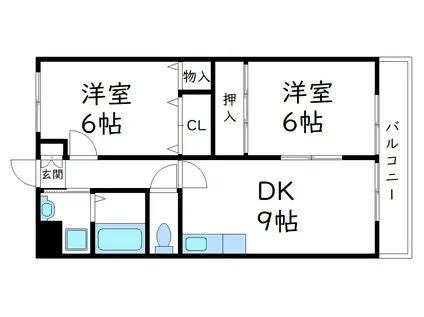 アーバン新徳田(2DK/1階)の間取り写真