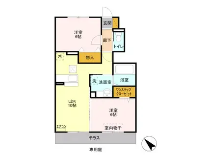 ロイヤル ローサ(2LDK/1階)の間取り写真