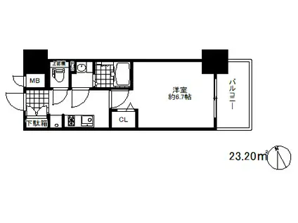 プレサンスザ神戸(1K/4階)の間取り写真