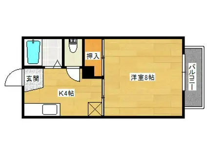 クレアトール高屋B棟(1K/2階)の間取り写真
