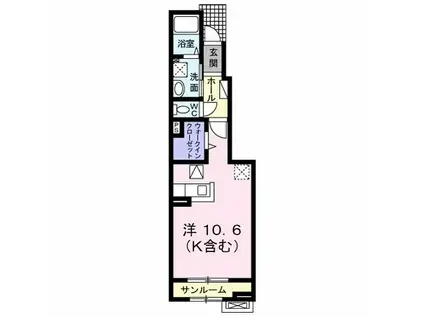 グランツII(ワンルーム/1階)の間取り写真