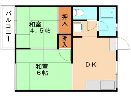 林アパート(2DK/2階)の間取り写真