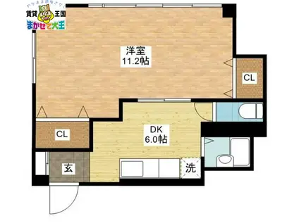 岡部ビル(1DK/3階)の間取り写真