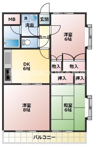レイソル96(3DK/1階)の間取り写真
