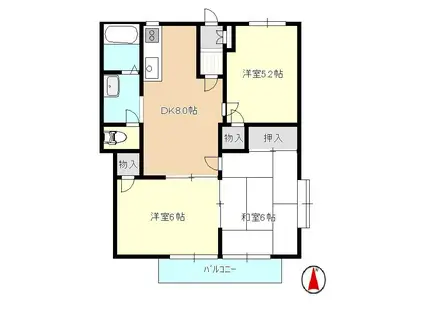 ニューシティージョー(3DK/2階)の間取り写真