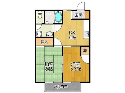 ロジュマン・J(2DK/1階)の間取り写真