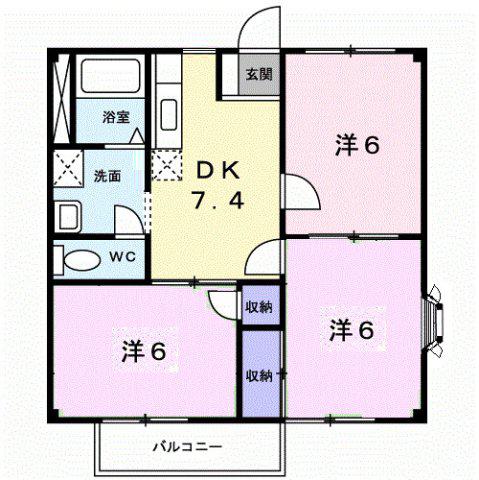 グリーンシティ清瀬(3DK/2階)の間取り写真