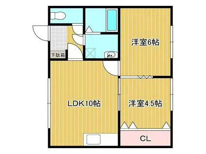 福士マンション A(2LDK/2階)の間取り写真