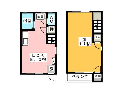 アーバニティ630 西棟(1LDK/1階)の間取り写真