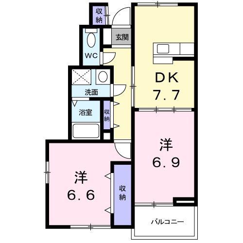 ナイスプラザ C(2DK/1階)の間取り写真