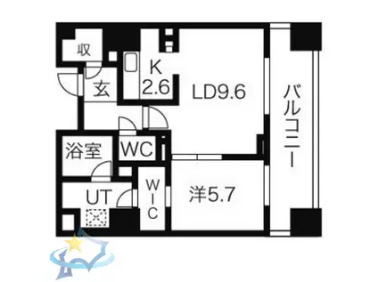 プライムメゾン南2条(1LDK/13階)の間取り写真