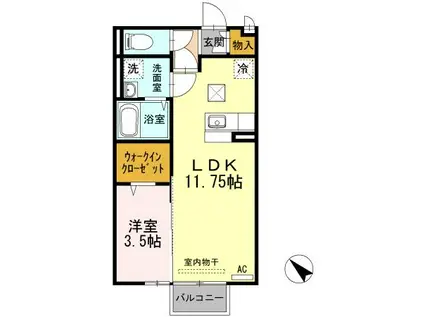 ボン・ヴォヤージュIII(1LDK/1階)の間取り写真