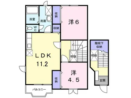 サンパレス(2LDK/2階)の間取り写真