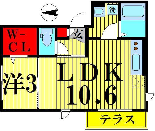 カーサフェリーチェ(1LDK/2階)の間取り写真
