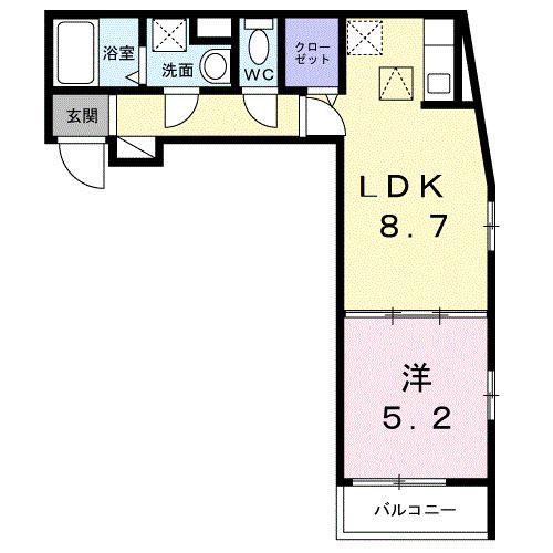 オーレヴィア(1LDK/1階)の間取り写真