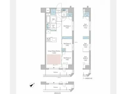 アーバネックス早稲田(3LDK/10階)の間取り写真
