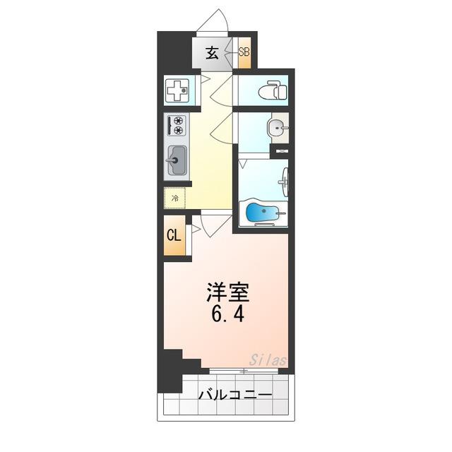 S-RESIDENCE堺湊駅前AZURE(1K/9階)の間取り写真