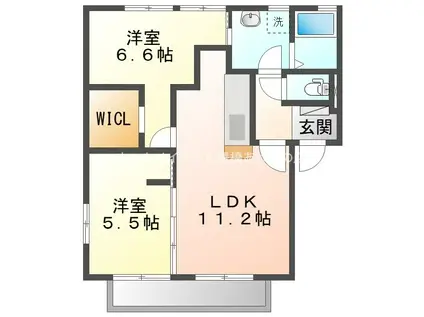 フレグランス新栄 E棟(2LDK/2階)の間取り写真