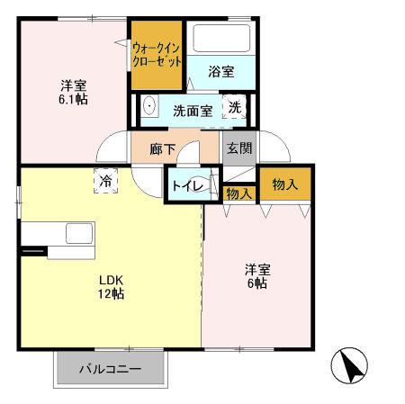 クラシオン B(2LDK/2階)の間取り写真