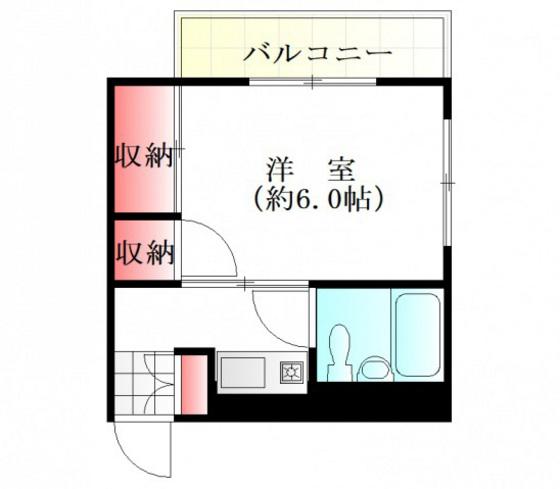 メイク第一ビル(1K/2階)の間取り写真