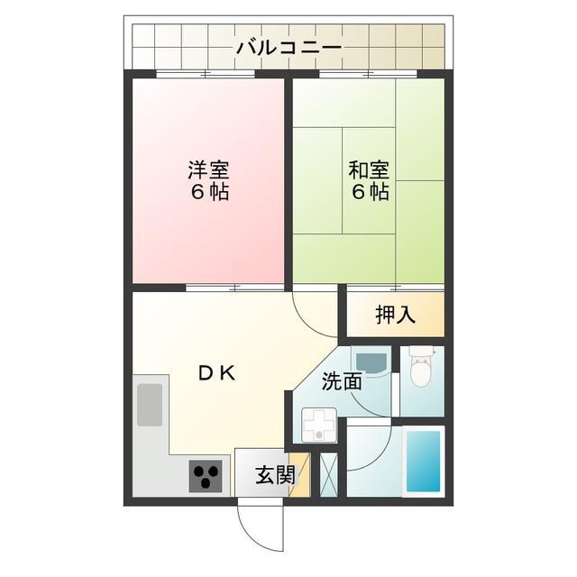 ベアーズハイム(2DK/2階)の間取り写真