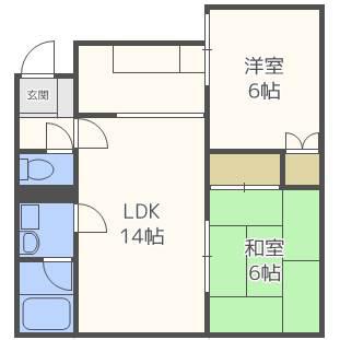 西麻生館(2LDK/1階)の間取り写真
