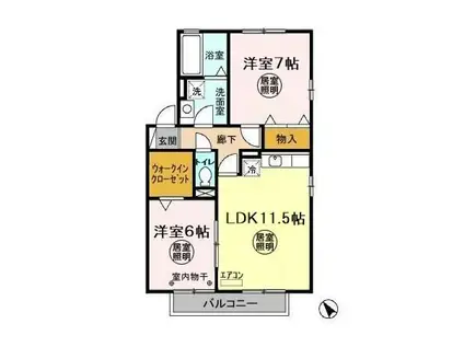 ロイヤルガーデン高萩 A・B(2LDK/2階)の間取り写真