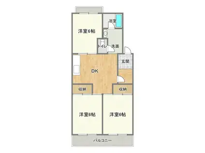 片橋ハイツ(3DK/3階)の間取り写真