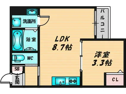 H-MAISON衣摺II(1LDK/2階)の間取り写真