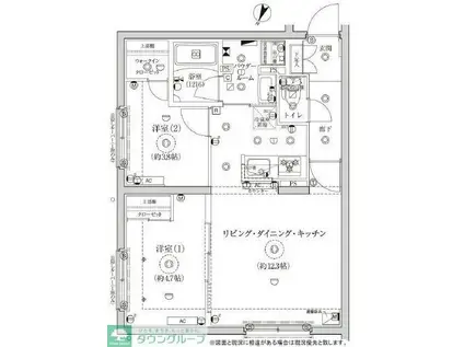 グローリオシェルト池袋II(2LDK/1階)の間取り写真