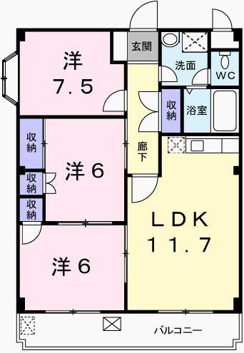 フラッツ・アイ(3LDK/3階)の間取り写真