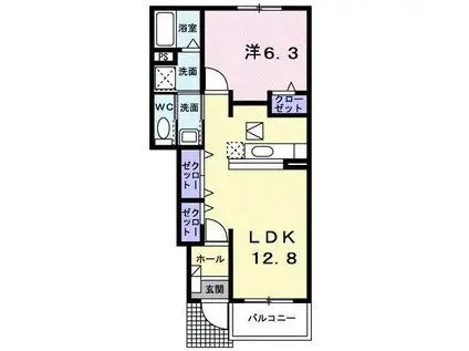 チェリー プロッサムB(2DK/1階)の間取り写真