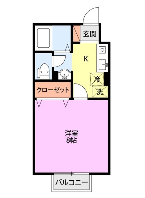 サンシャインA(1K/2階)の間取り写真