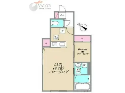 メルヴェーュ町田(1LDK/1階)の間取り写真