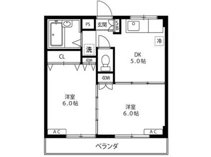 クレメゾン西船(2DK/2階)の間取り写真