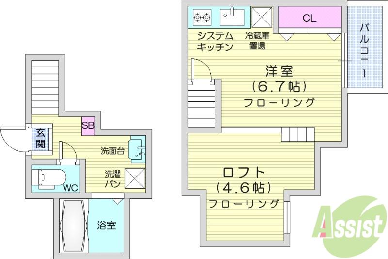 RIZEST PEACE東照宮(1K/2階)の間取り写真