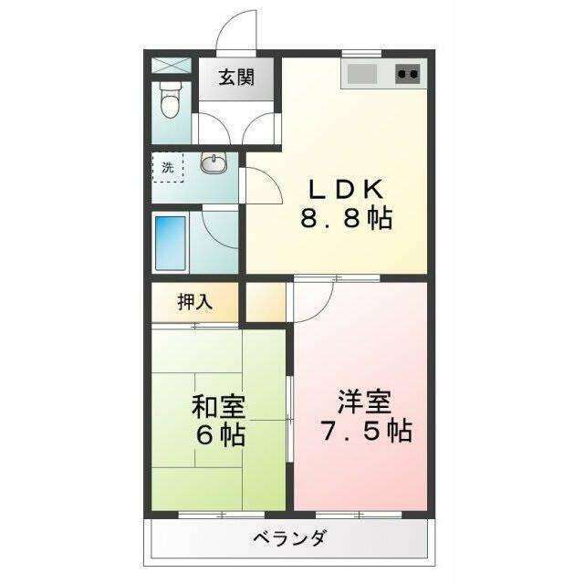 クレセール(2LDK/3階)の間取り写真
