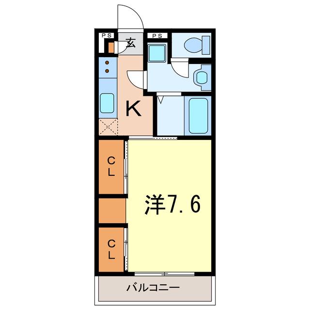 FERIO高松(1K/1階)の間取り写真