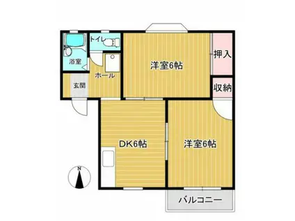 BRANDNEW(2DK/2階)の間取り写真