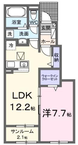 エクラデサージュ見能林I(1LDK/1階)の間取り写真