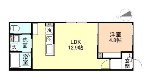 JEUNESSE(1LDK/1階)の間取り写真