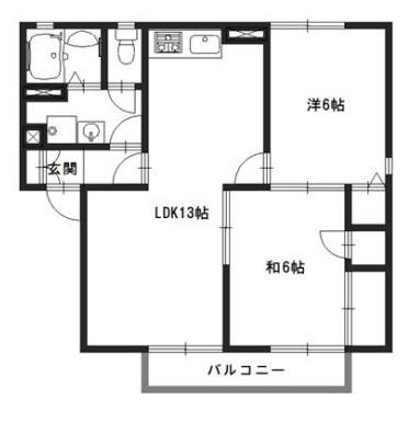 サンパティック御立 B棟(2LDK/1階)の間取り写真