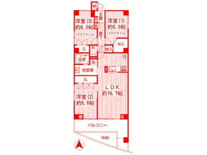 リブレスト川崎(3LDK/3階)の間取り写真