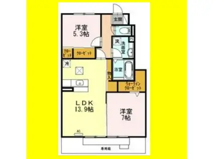 ラフィード(2LDK/1階)の間取り写真