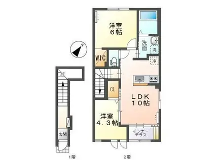 フレール 陽(2LDK/2階)の間取り写真